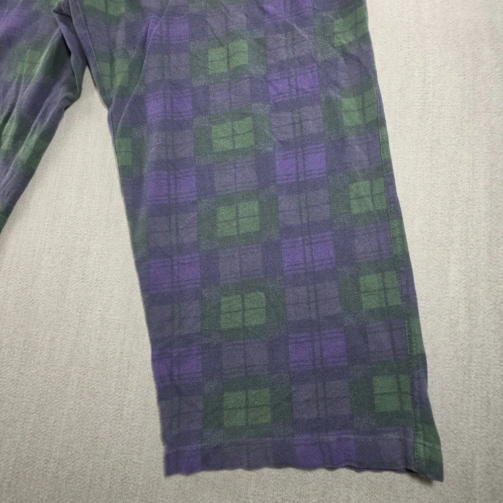 Polo Ralph Lauren Pajama Pants Mens L Purple Green Plaid Cotton Lounge Sleepwear